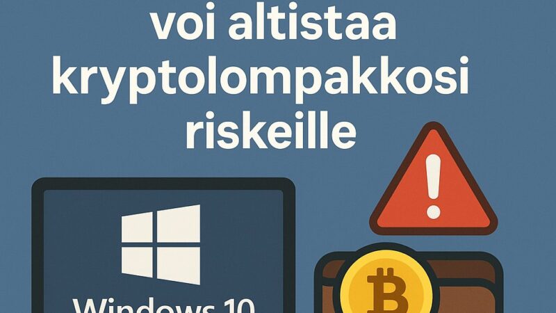 Windows 10 tuen päättyminen voi altistaa kryptolompakkosi riskeille
