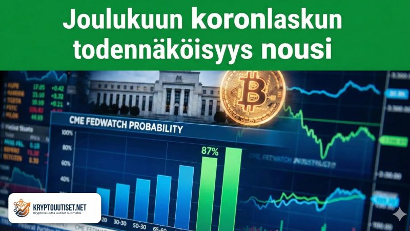 Federal Reserve: Joulukuun koronlaskun todennäköisyys nousi 87%:iin